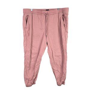 Womens Gap Pink Jogger Pants Cotton Lyocell Blend Elastic Waist Drawstring XL